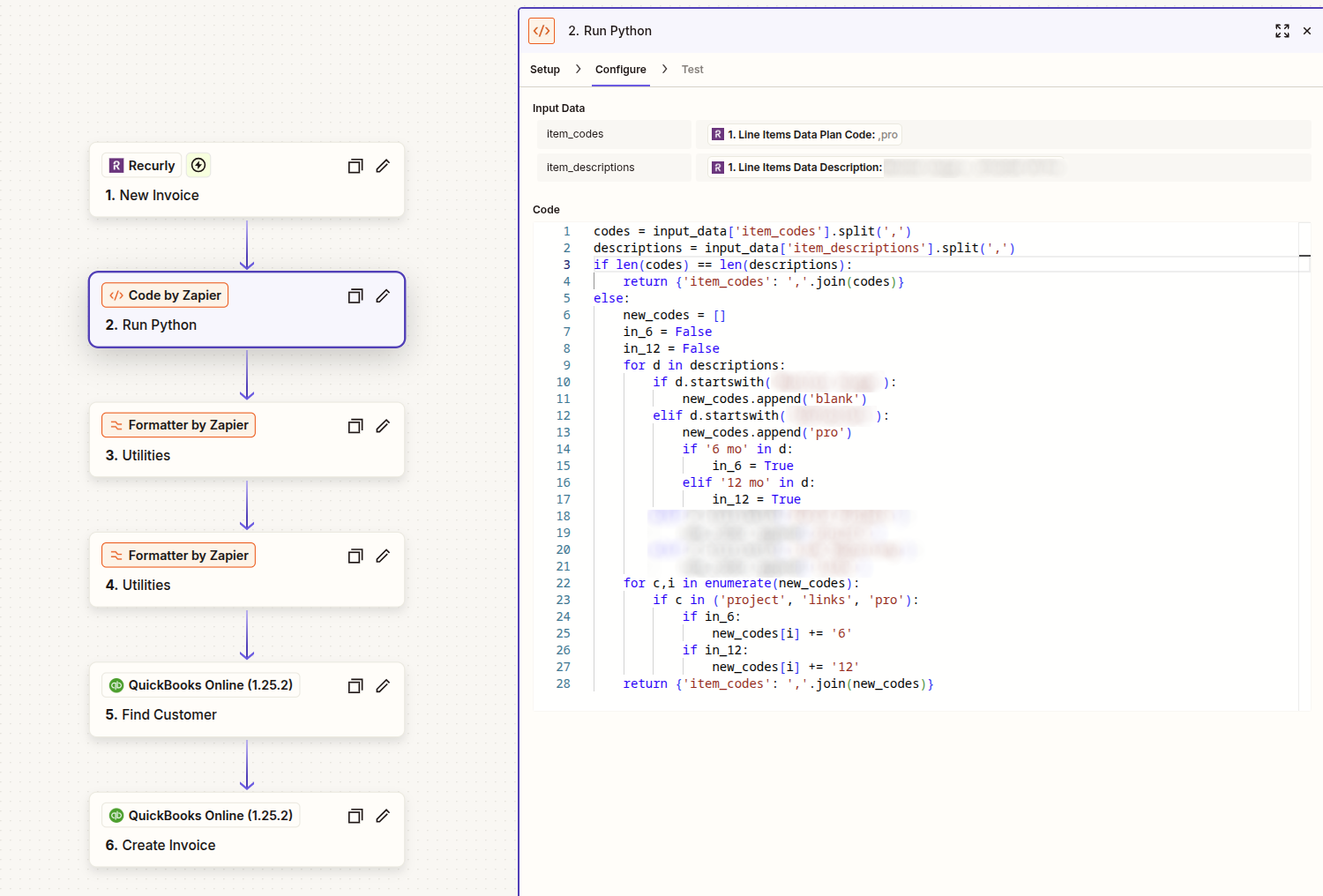 Zapier Workflow with Python Code